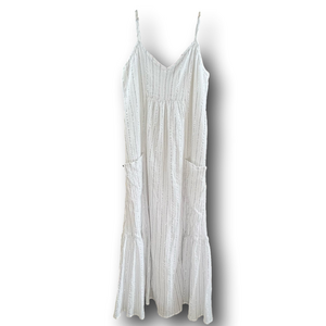 Aerie Silver Striped White Spaghetti Strap Dress